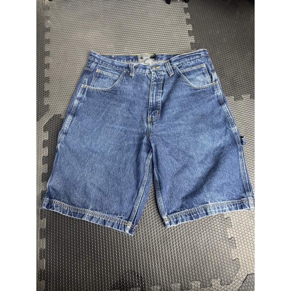 Foot Look Men's Size 36 Blue Denim Carpenter Cargo Shorts Loose Fit Swaziland